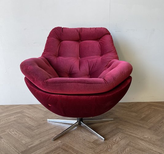 Vintage Velvet Swivel Egg Chair from Vono, 1960s for sale at Pamono