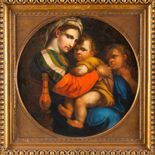 After Raffaello Santi Madonna Della Sedia 19th Century Framed