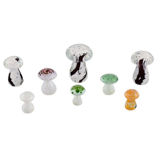 Lot De 3 Grands Champignons En Verre Soufflé Main – MCM – Art Déco Jardin