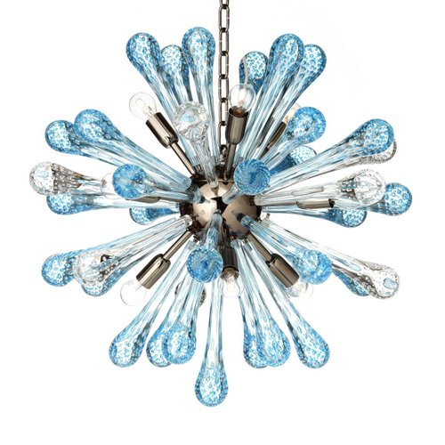 Murano Glass Sputnik Chandelier with Light Blue and Murano Glass Sputnik Chandelier with Light Blue and