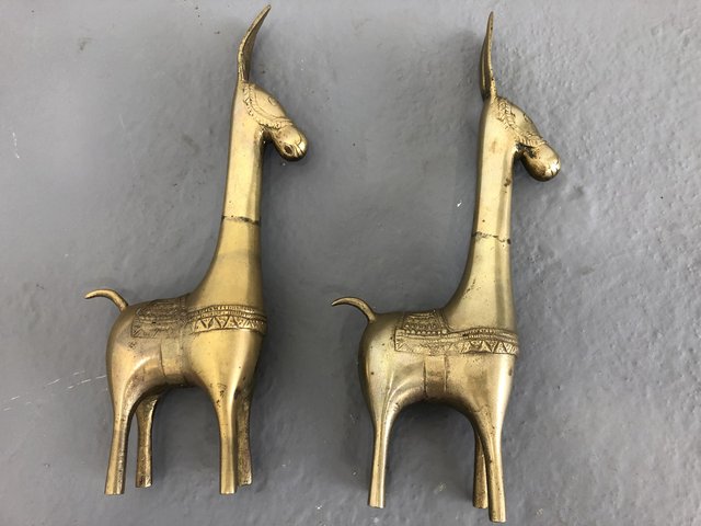 Large Brass Donkey Statues, 1950s, Set of 2 for sale at Pamono