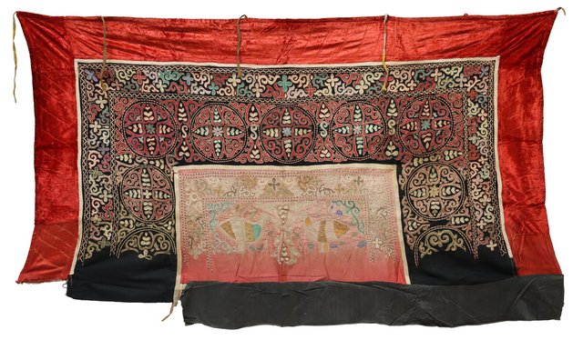 Suspension Murale Vintage Brodée Main - Fleurs Multicolores - MCM - États-Unis
