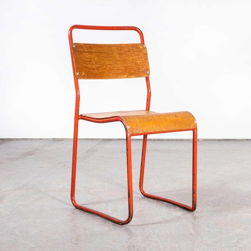 Tubular Red Metal Dining Chairs from Cox, 1950s, Set of 6 for sale at