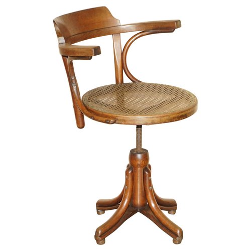 Sedia Girevole Mid-Century In Legno E Imbottita - Color Crema Per Soggiorno E Ufficio - 2