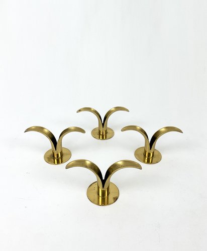 Bougeoir Scandinave en laiton par Lars Holmström, Suède 1950s