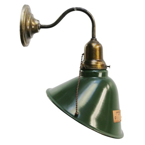 Vintage Industrial American Green Enamel Wall Light by Westinghouse for sale at