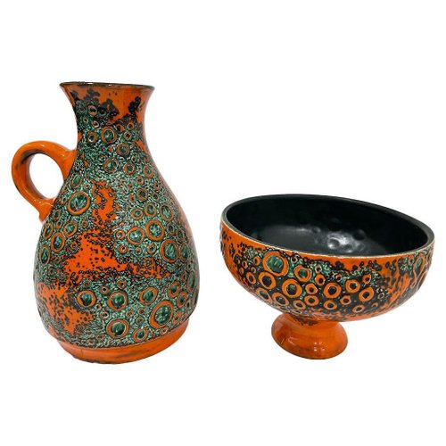 Mid-20th Century JMoon Grater Pattern asba Vase and Planter, Set of 2 ...