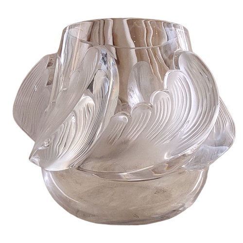 Vintage Glass Sculpture Vase with Waves by Rene Lalique for