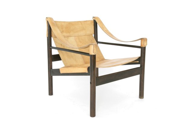 Sling Safari Chair in Cognac-Colored Leather by Abel Gonzalez for