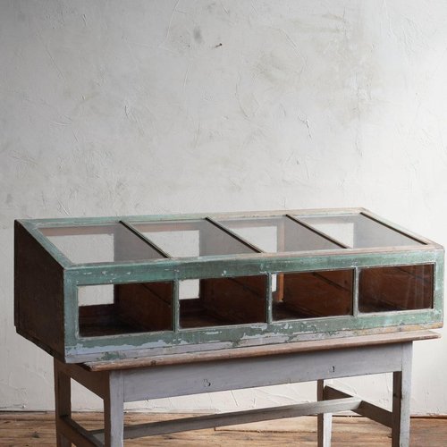 Vintage Countertop Display in Distressed Green Paint for sale