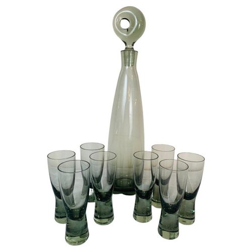Smokey Gray Schnapps Glasses & Aristokat Decanter & Stop by Per Lütken