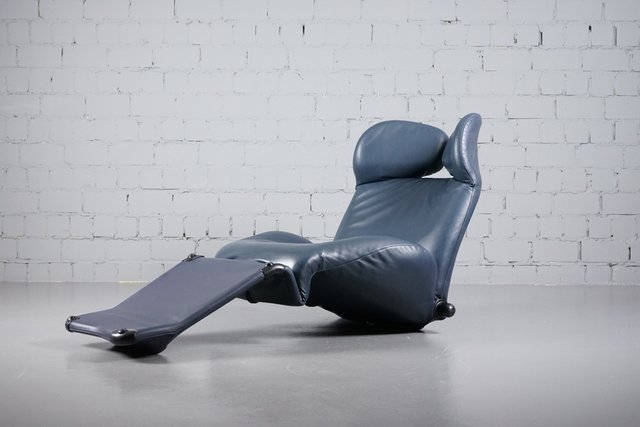 Cassina - noe Grey-Blue Leather Wink Lounge Chair by Toshiyuki Kita for