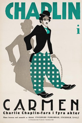 Chaplin Burlesque on Carmen Original Linocut Movie Poster, Swedish, 1920  for sale at Pamono