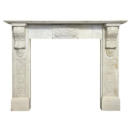 Victorian Carved Corbel Fireplace Mantel in White Marble, 1860 for sale at  Pamono