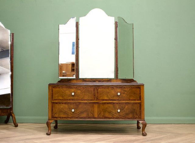 Britischer Art Deco Wurzelholz Frisiertisch, 1930er bei Pamono kaufen
