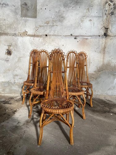 Bamboo rattan dining chairs discount