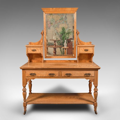 green emerald velvet dress Antique Edwardian Satinwood Dressing Table Vanity main image 1
