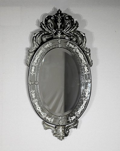 イタリアTiche☆Art.312 オーバルウォールミラー☆W58×H102cm Venetian Oval Mirror, 1940s for sale at Pamono