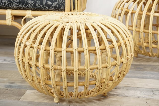 Large sale rattan ottoman