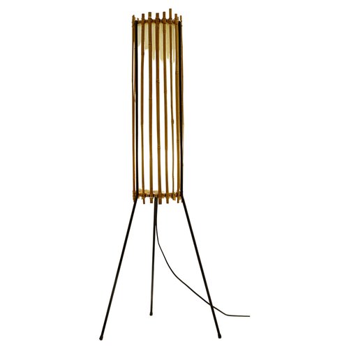 MidCentury Bamboo Tripod Floor Lamp for sale at Pamono