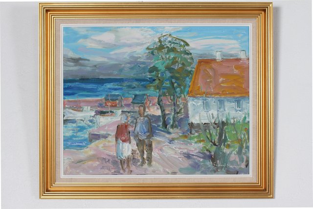 Svend Nielsen, Motif from Gudhjem, Bornholm, 1960s, Oil on Canvas