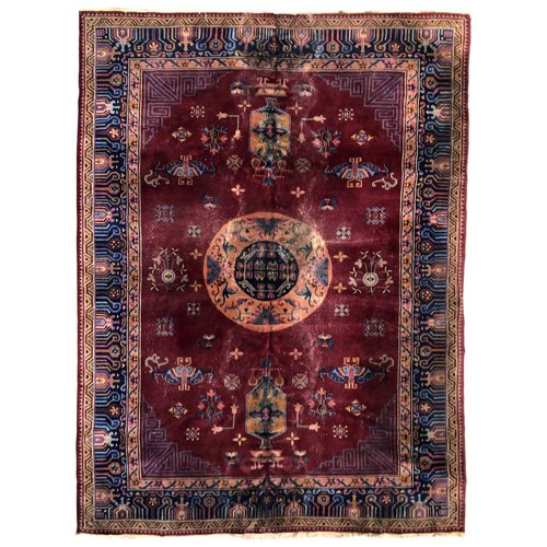 Chinese Rug 1950 Large Vintage Art Deco Chinese Rug, 1950s for sale at Pamono