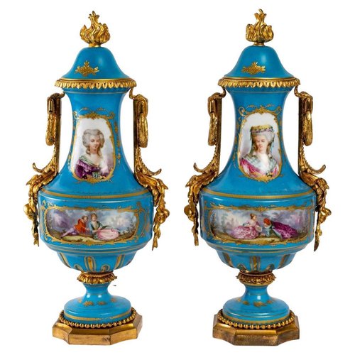 19th Century Porcelain Vases in the style of Sèvres, Set of 2 for sale