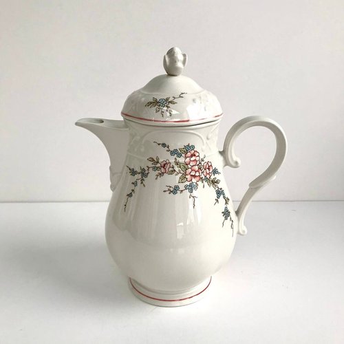 Rosette Porcelain Teapot with Pink and Blue Flowers from Villeroy & Boch, Germany