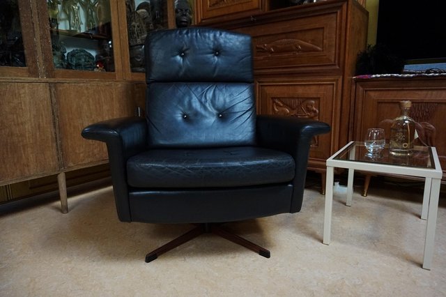 Mid century modern leather swivel chair deals
