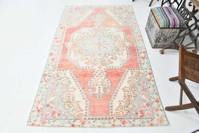 Vintage Wool Faded Area Rug for sale at Pamono