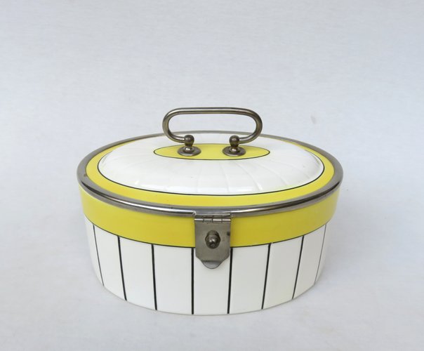 Art Deco Keksdose aus Keramik & Vernickelt, 1920er bei Pamono kaufen