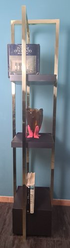 1950/70′ Paire D’Étagères En Laiton à 3 Niveaux Maiso