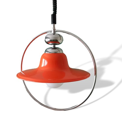 Mid-Century Modern Glossy Orange Pull Down Hanging Light, 1960s for ...