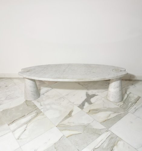 Tavolino da salotto design anni '60 con piano in Marmo di Carrara Calacatta