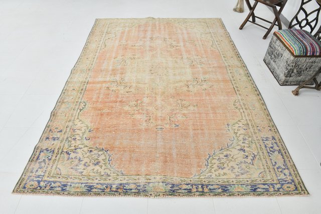 Vintage Turkish Wool Faded Area Rug for sale at Pamono