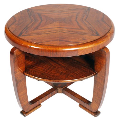 Table Basse Art Déco à Deux Etages en Noyer, 1930 en vente sur Pamono