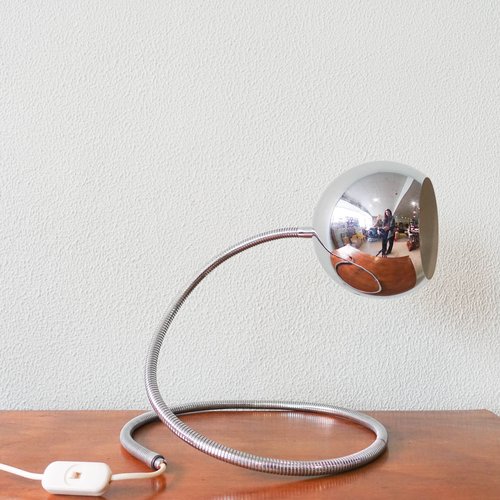 Lampe de Bureau Eyball Space Age en Chrome par Goffredo Reggiani, 1960s