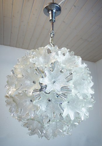 Sputnik Chrome and Glass Flowers Chandelier by Paolo Venini Sputnik Chrome and Glass Flowers Chandelier by Paolo Venini