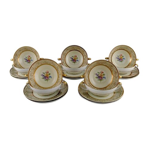 Porcelain Bouillon Cups with Saucers, Germany, Set of 20 for sale at Pamono