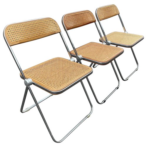 Plia Cane Folding Chair by Giancarlo Piretti for Castelli, 1960s, Set