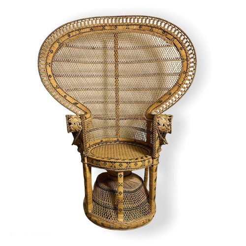 Chaise Paon En Rotin Beliani - Beige, Avec Coussin Déhoussable, Charge Max 80 Kg, Design Boho, Sans Assemblage