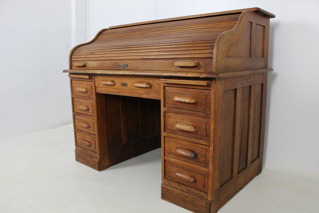 Project 62 loring wood writing sale desk with drawers vintage oak