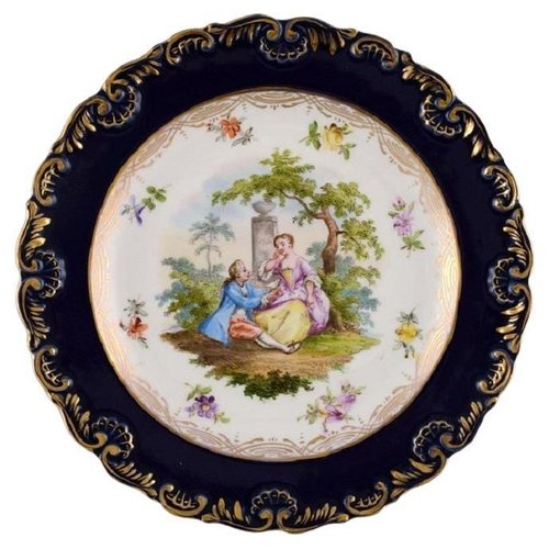 Late 19th Century Meissen Plate in Hand-Painted Porcelain for sale