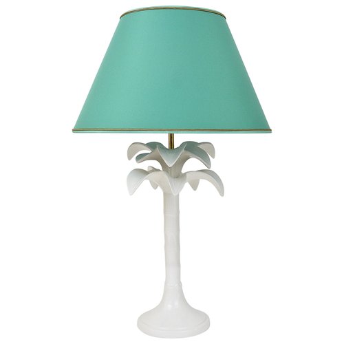 Weiße Tischlampe mit PalmenImitat aus Bambus von Tommaso Barbi