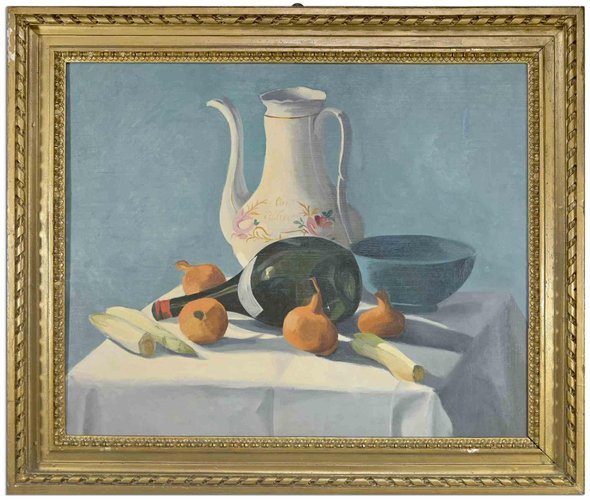 Valentino Ghiglia, Still Life, Oil on Board, Mid-20th