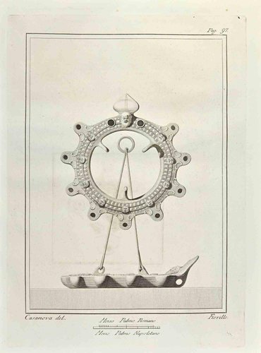 Nicola Fiorillo, Lampada a olio Sole e barca, Acquaforte, XVIII secolo in  vendita su Pamono