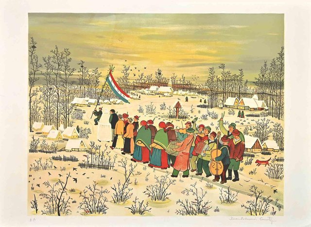 アート・デザイン・音楽 Ivan Lackovic Ivan Lackovic, Paysage, Lithographie, 1980s en vente sur Pamono