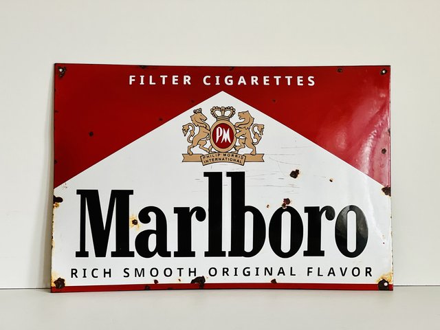 Vintage Marlboro Metal Sign, 1950s for sale at Pamono