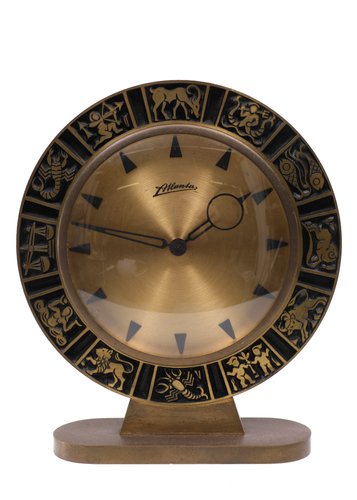 Horloge de Table Atlanta Zodiac en Laiton Allemagne 1972 en