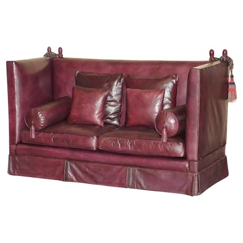 【Lion2525】SERIEUX SOFA 1900 Antique Victorian Oxblood Knoll Sofa, 1860s for sale at Pamono